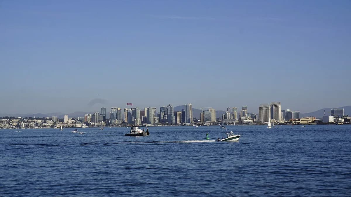 Downtown San Diego buildings viewed across the bay.
