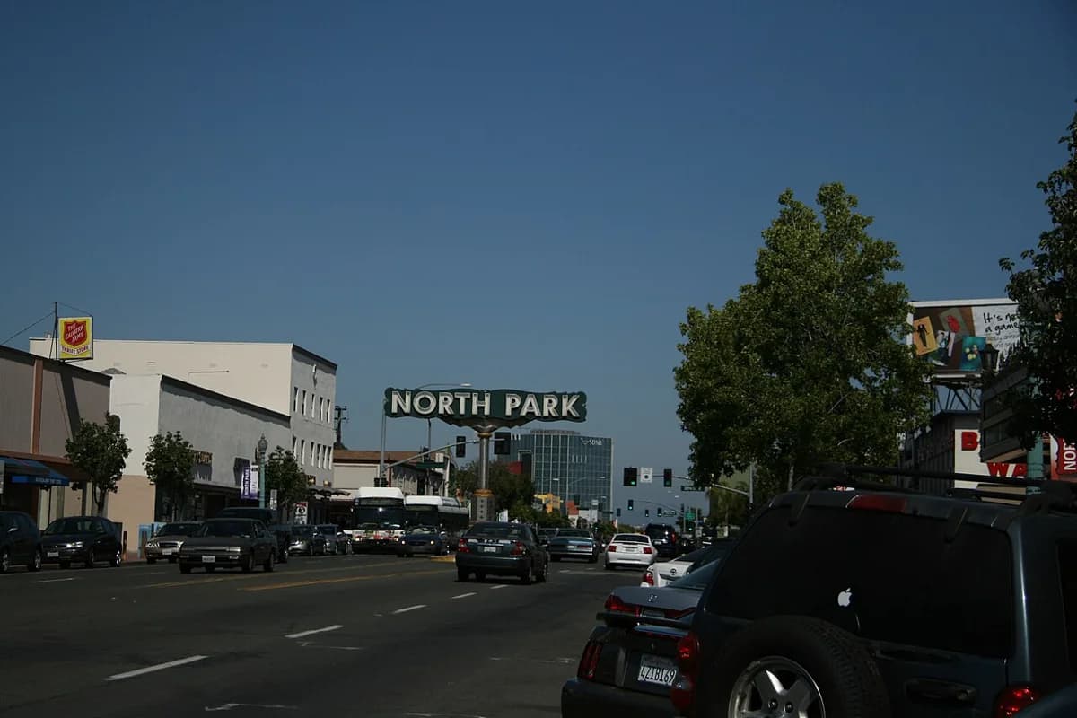 The North Park sign above University Avenue near 30th Street.