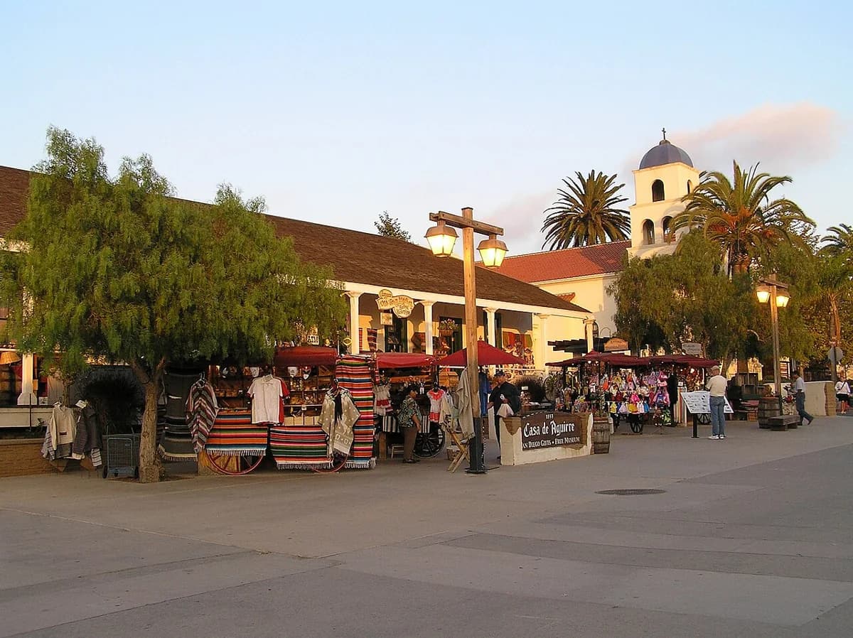 Shops and the plaza in Old Town San Diego.